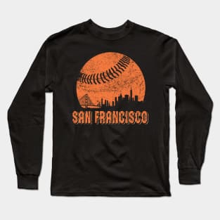 Vintage San Francisco Skyline Baseball Gameday Retro Long Sleeve T-Shirt